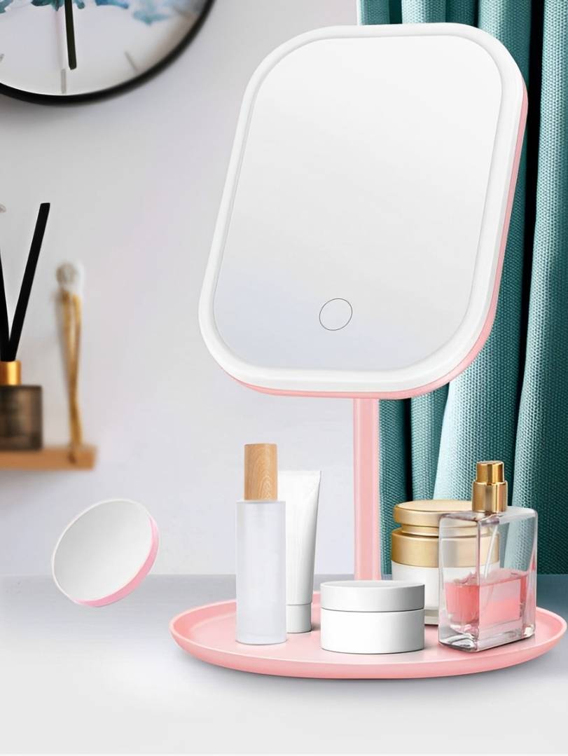 Belro portable makeup mirror with built-in lights, compact and ideal for beauty routines and on-the-go makeup application.