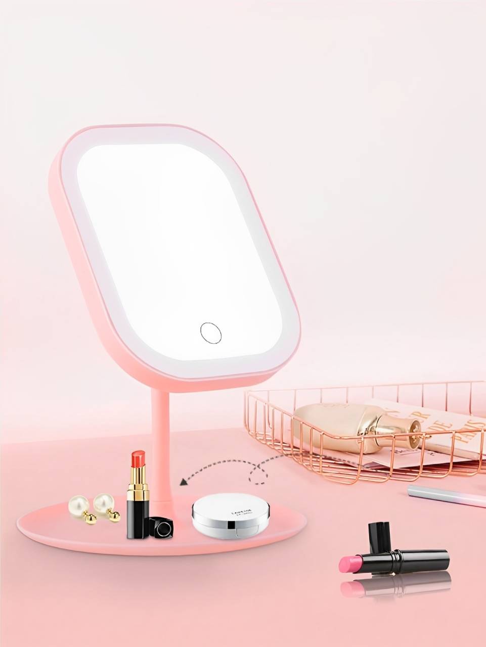 Belro portable makeup mirror with built-in lights, compact and stylish for beauty and makeup application.