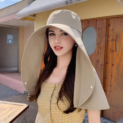 Belro wide brim sun protection shawl hat for women, stylish accessories hat with broad brim for outdoor sun shielding