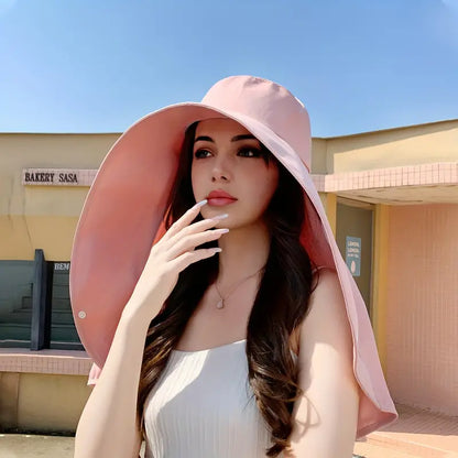 Elegant wide brim sun protection shawl hat for women by Belro, featuring a stylish design perfect for outdoor sun safety.
