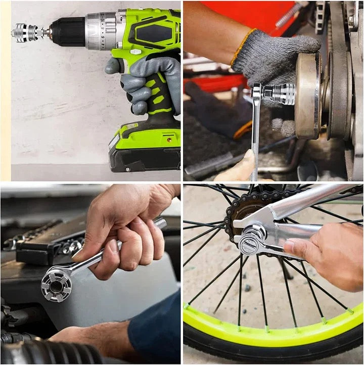 Belro universal socket wrench tool shown with multiple adjustable sockets for versatile use in clothing and household tasks.