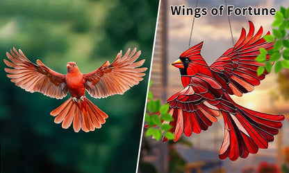 Colorful hummingbird suncatcher hanging from a window, decorative glass piece from Belro for home and garden decor.