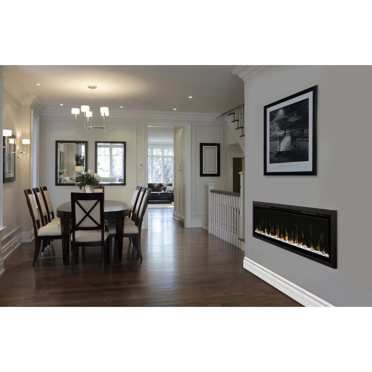 Casavibeo Dimplex IgniteXL 60-inch built-in linear electric fireplace with modern glass design and realistic flame effect