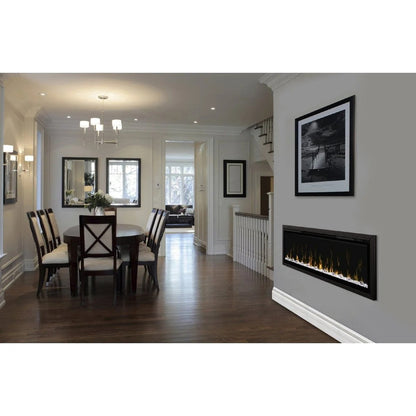 Casavibeo Dimplex IgniteXL 60-inch built-in linear electric fireplace with modern glass design and realistic flame effect