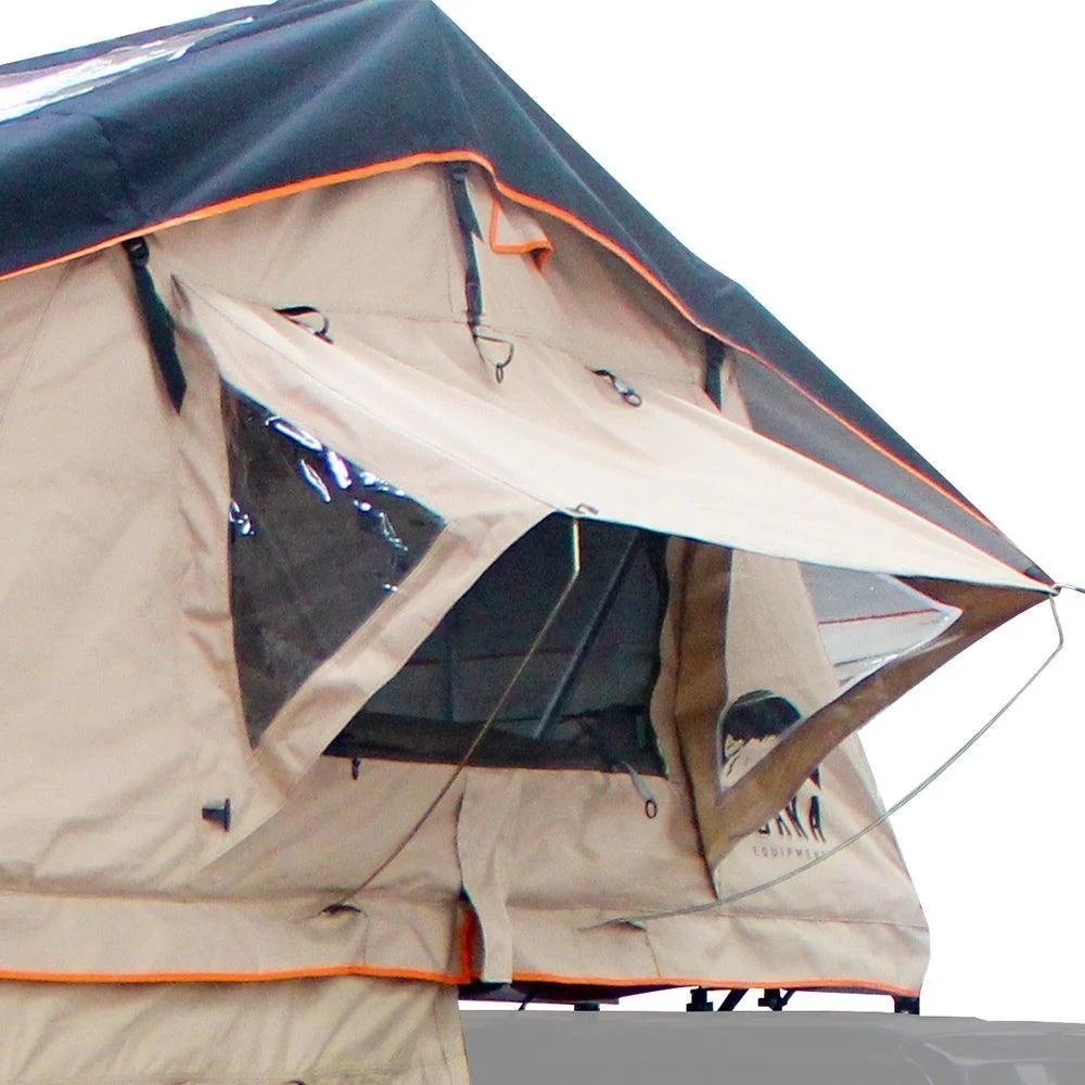 Casavibeo Guana Equipment Wanaka roof top tent mounted on vehicle, showcasing durable outdoor camping gear for adventurous travelers.