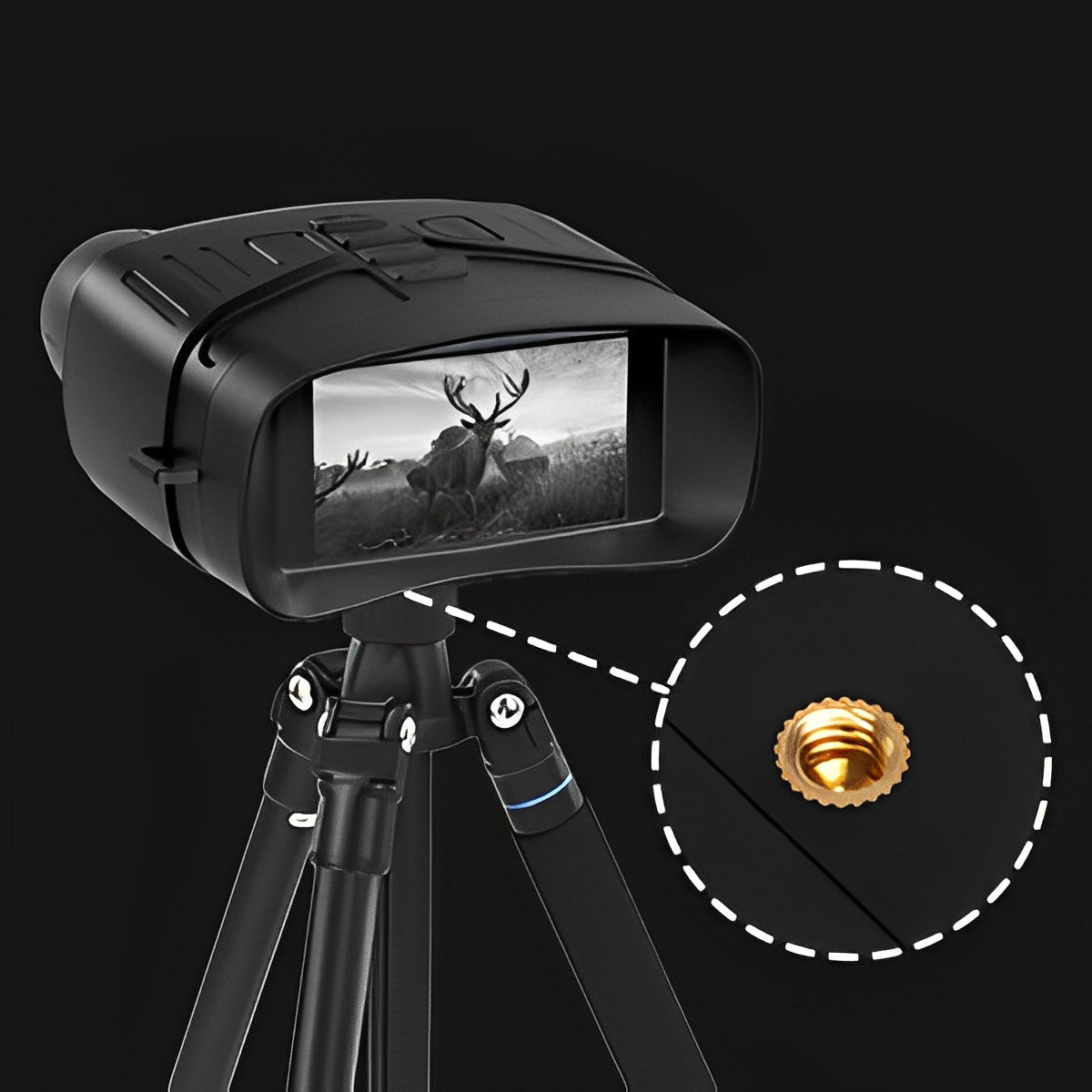 Belro True Night Vision Binoculars with black body and adjustable eyepieces, suitable for nighttime outdoor viewing.