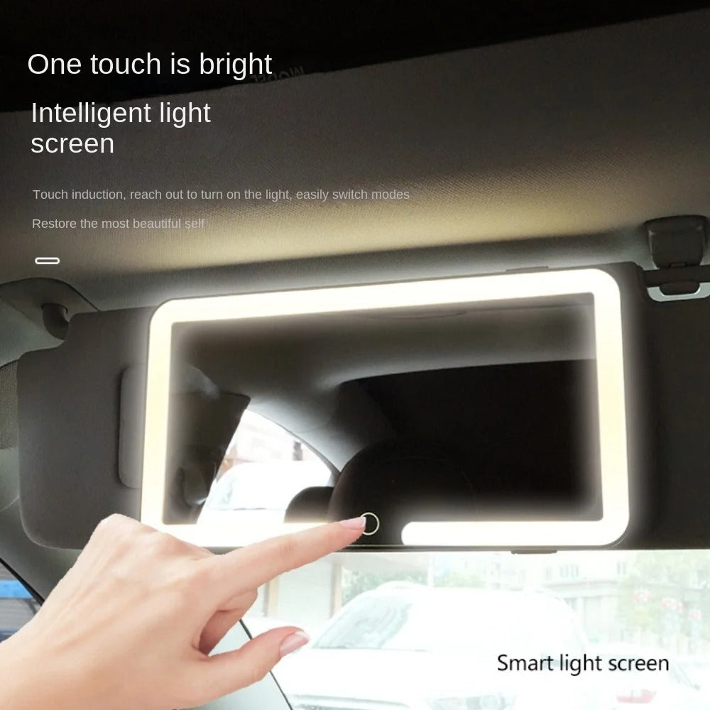 Belro LED car sun visor vanity mirror with integrated lighting, designed for easy use and enhanced visibility.