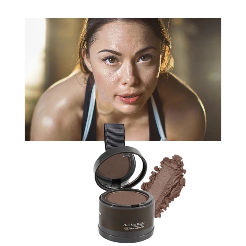 Belro Hair Root Concealer Powder showing dark hair roots blending seamlessly with hair color.