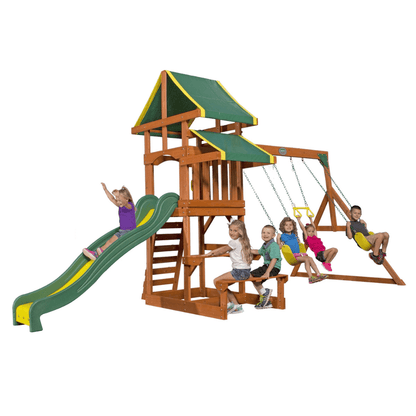 Heavy-duty outdoor porch swing set by Casavibeo, featuring a sturdy wooden frame and comfortable seating for outdoor relaxation.