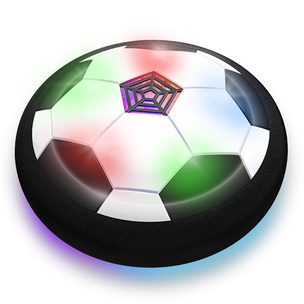 Two Belro hover ball soccer toys, lightweight and fun for outdoor sports, with glowing LED lights and smooth hover surface.