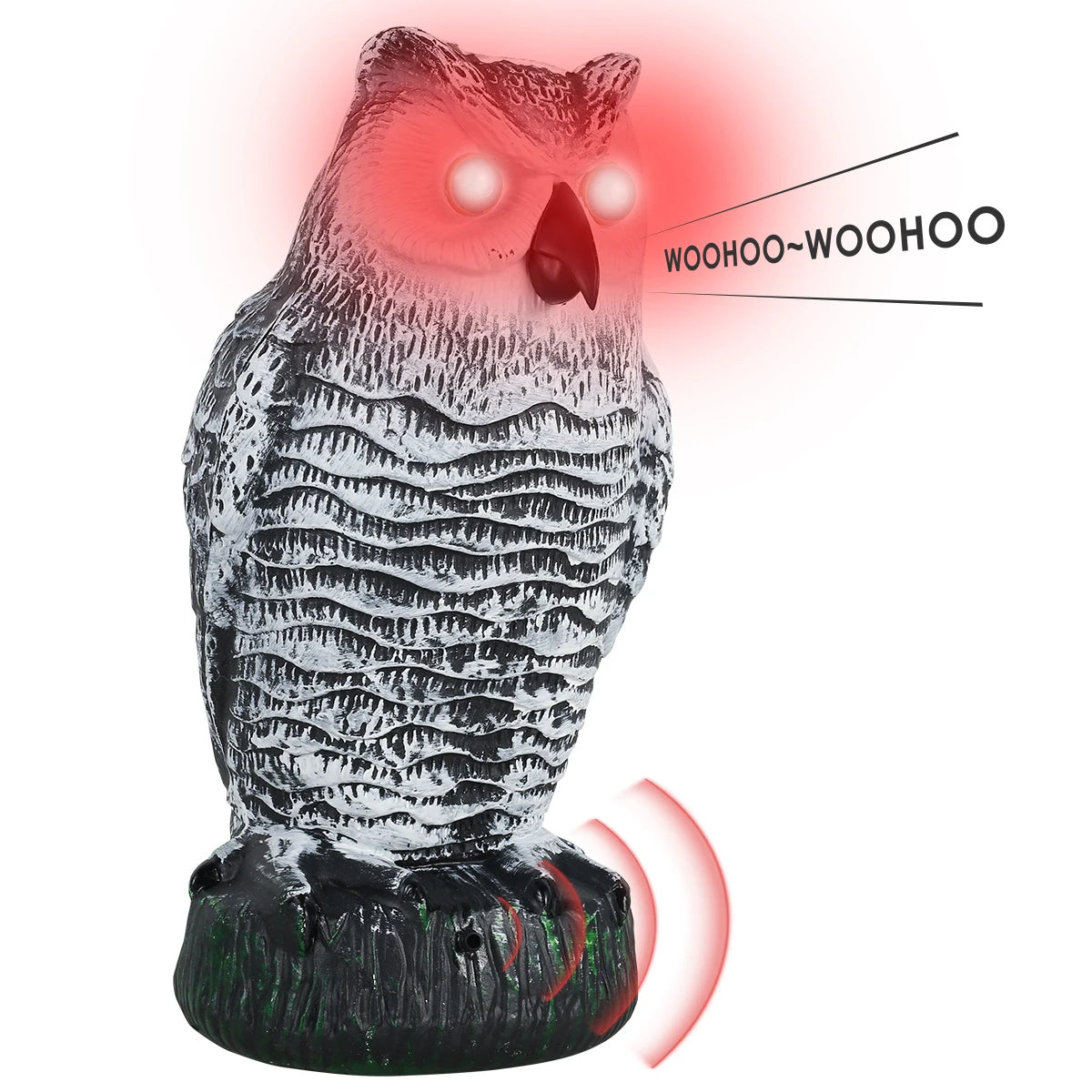 Realistic owl decoy bird repeller by Belro for home and garden decor, designed to scare away pests and add a natural look.