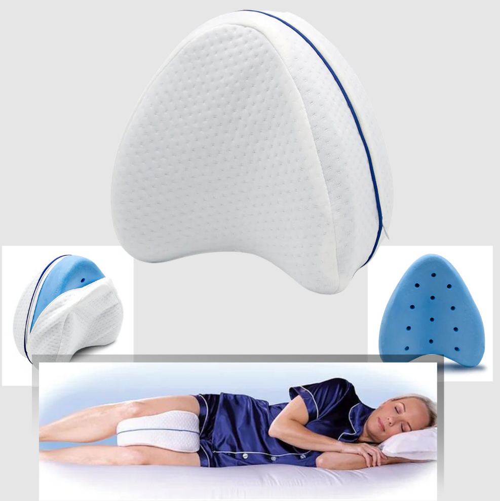 Belro orthopedic knee and leg pillow with memory foam, designed for support and comfort during health and back brace use.