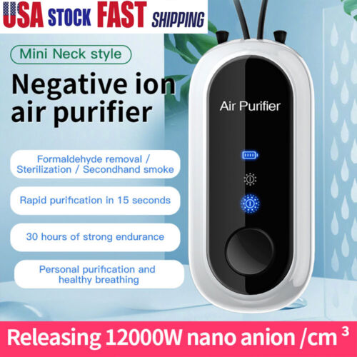 Belro personal mini air purifier necklace worn around the neck, USB rechargeable wearable air purifier for clean air on the go.