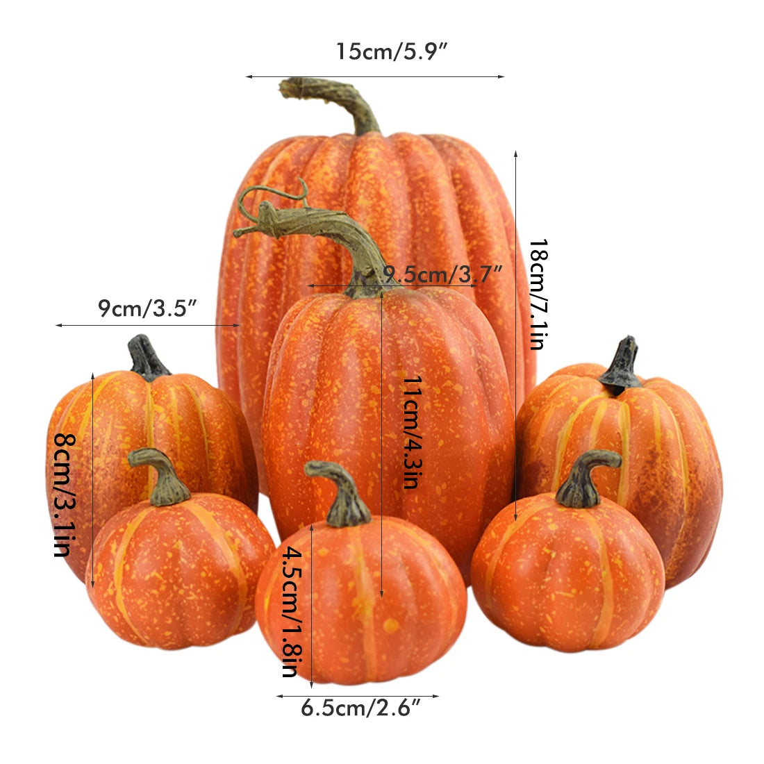 Realistic fake pumpkins for Halloween decor, Belro brand, featuring orange and brown pumpkins suitable for home and garden decorations.