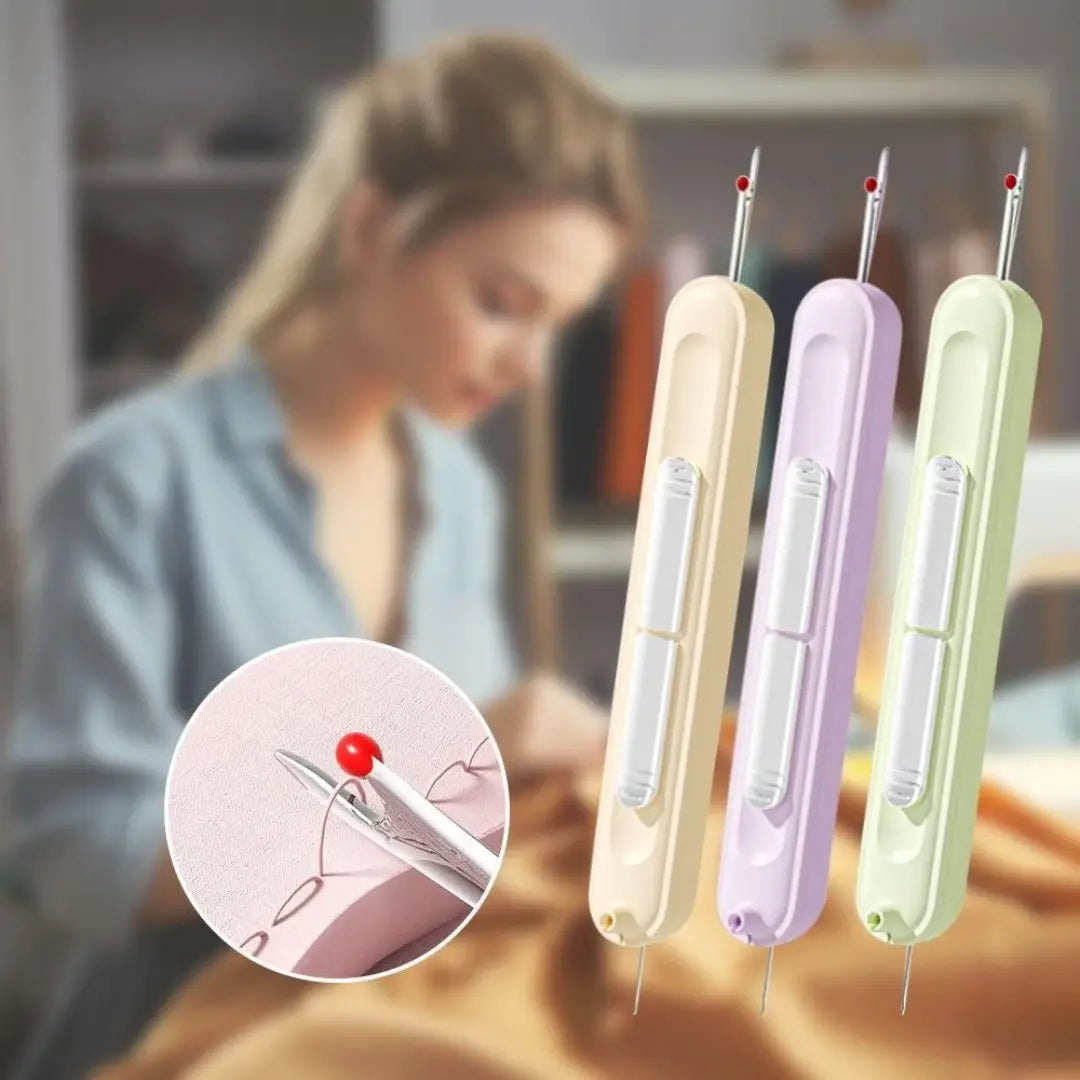 Mivoza 2-in-1 needle threader and seam ripper compact sewing tool with bonus pack, ideal for sewing and craft projects.