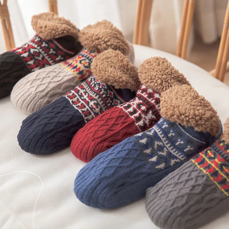 Belro snow pattern warm winter socks with cozy knit design, ideal for cold weather and winter accessories.