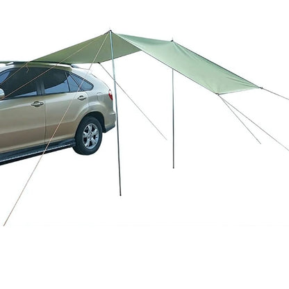 Belro waterproof car canopy side awning pull-out kit installed on a vehicle, providing outdoor shade and protection for outdoor use.
