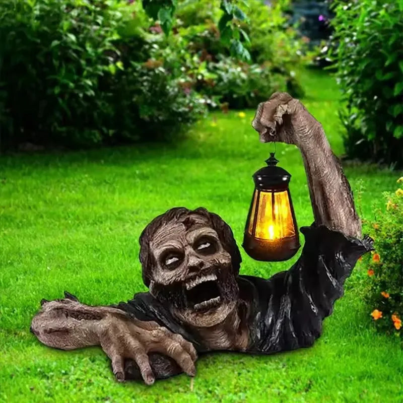 Belro zombie-themed outdoor Halloween umbrella with LED light, spooky Halloween decor accessory for haunted displays