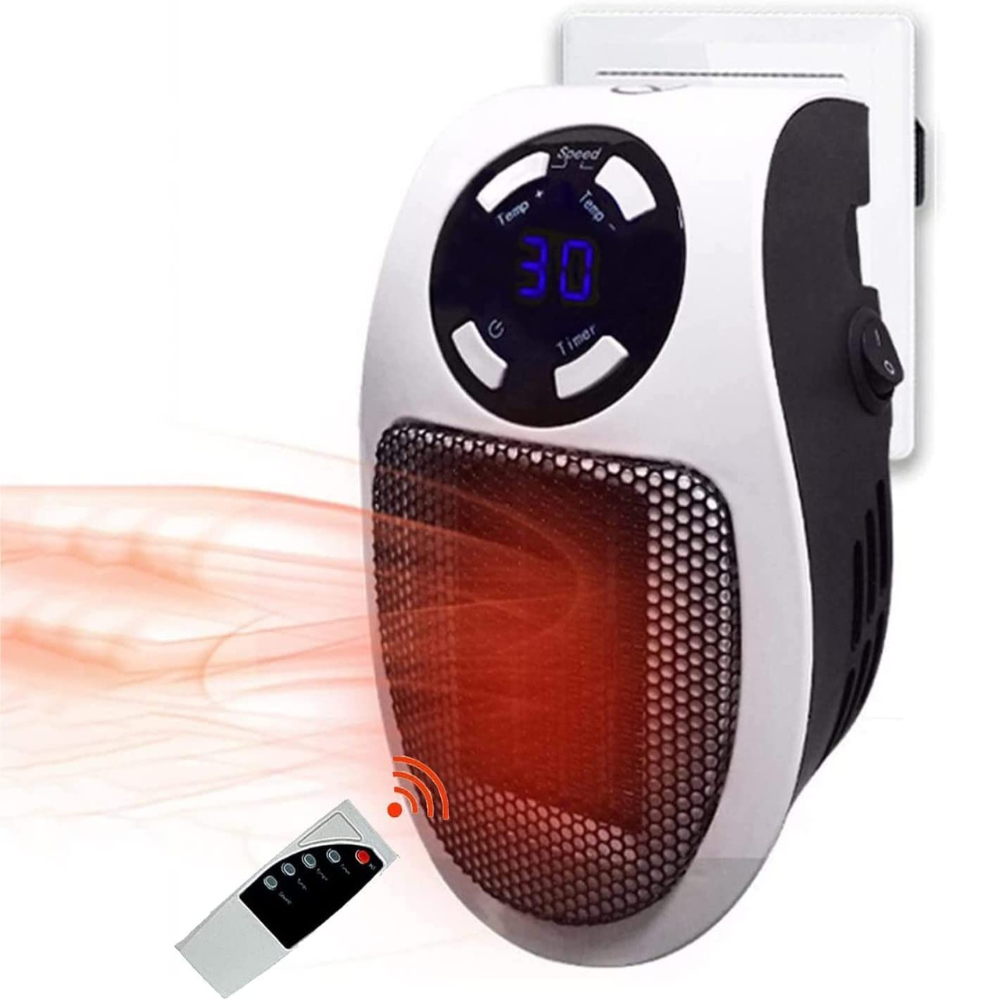 Belro mini portable electric plug-in space heater for personal room heating, compact home appliance with adjustable temperature settings.