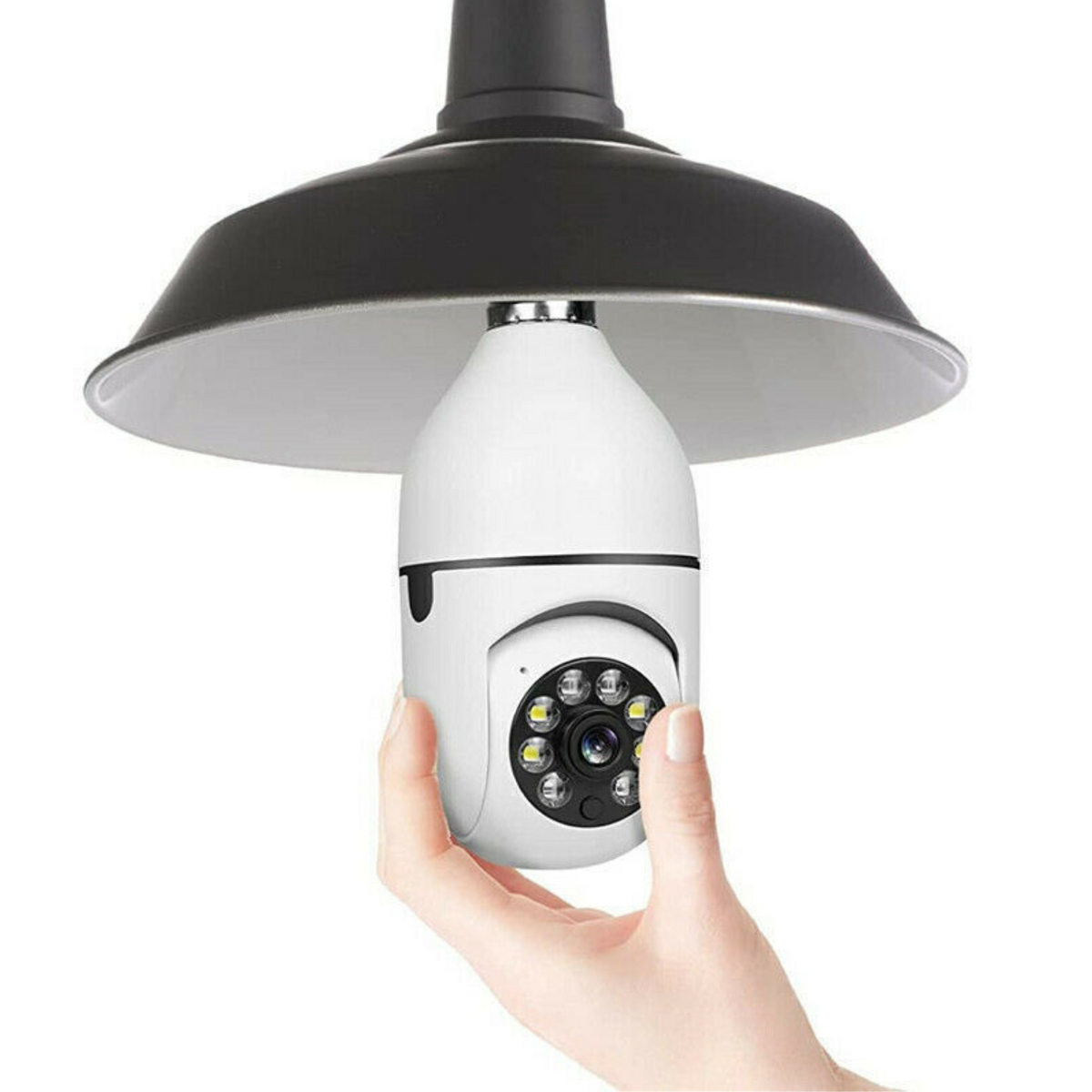 Belro smart WiFi indoor and outdoor security camera bulb for home and garden surveillance, showing the camera embedded in a light bulb.