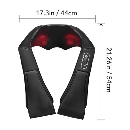 Belro heated shiatsu neck and shoulder massager with deep tissue pressure points, designed for relaxation and muscle relief.