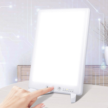 Belro compact seasonal sadness therapy lamp emitting bright light for mood improvement and health benefits.