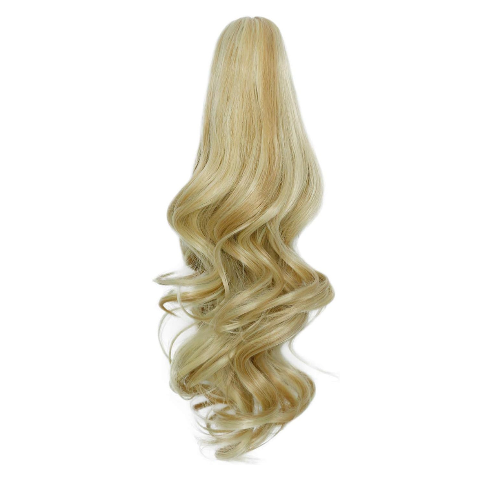 Belro long ponytail clip-on hair extension attached to hair, showcasing a sleek hair accessory for quick styling.