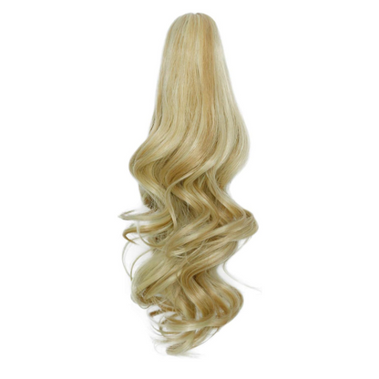 Belro long ponytail clip-on hair extension attached to hair, showcasing a sleek hair accessory for quick styling.