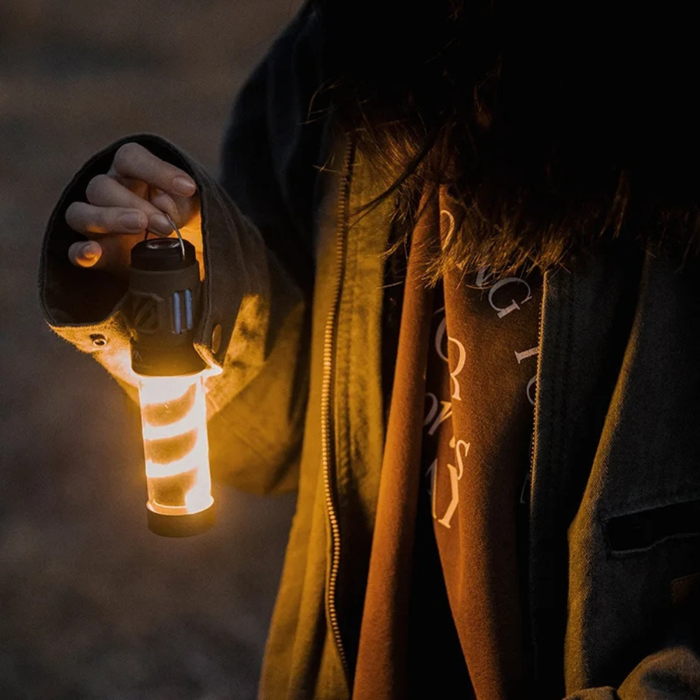 Belro rechargeable outdoor mosquito repellent lamp emitting soft light, designed as a portable lantern for outdoor use.