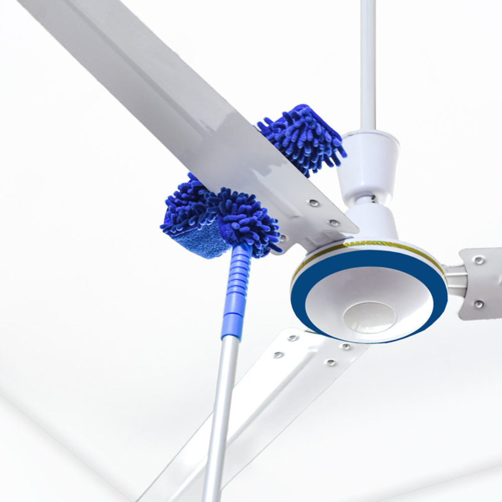Belro flexible extendable microfiber ceiling fan duster for outdoor cleaning, featuring a high-reach, extendable pole and soft cleaning head.