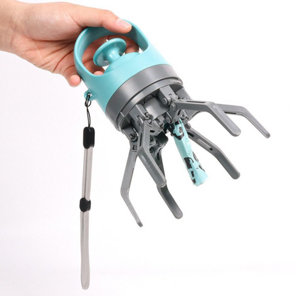 Belro dog poop picker upper claw with attached garbage bag dispenser, designed for easy and hygienic waste collection.