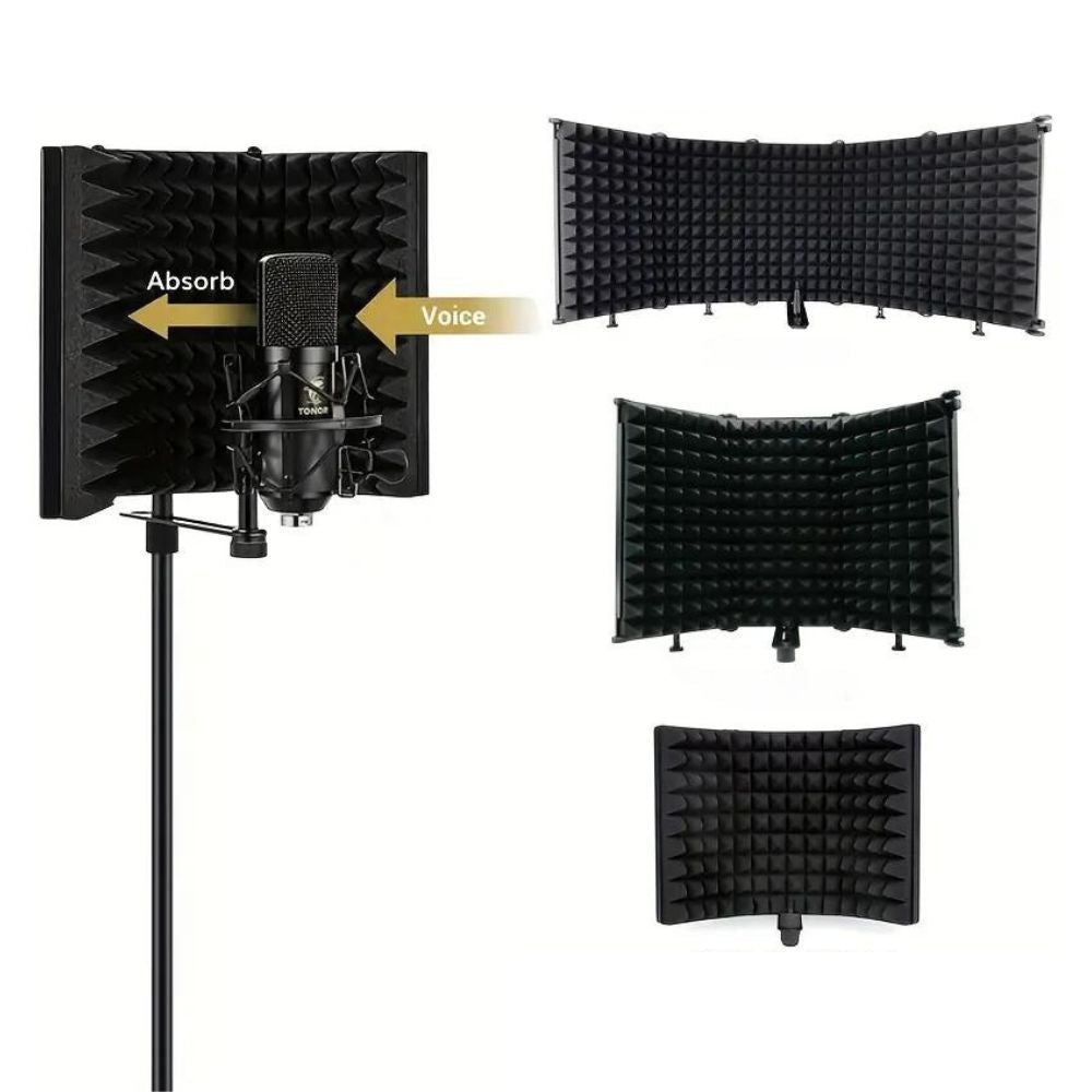 Belro voice recording sound isolation booth shield for noise reduction, designed for home and studio use.