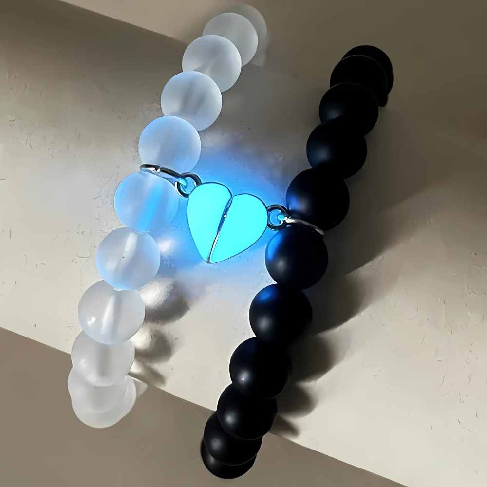 Belro Glow Heart magnetic couples bracelet featuring a glowing heart charm and adjustable jewelry design.