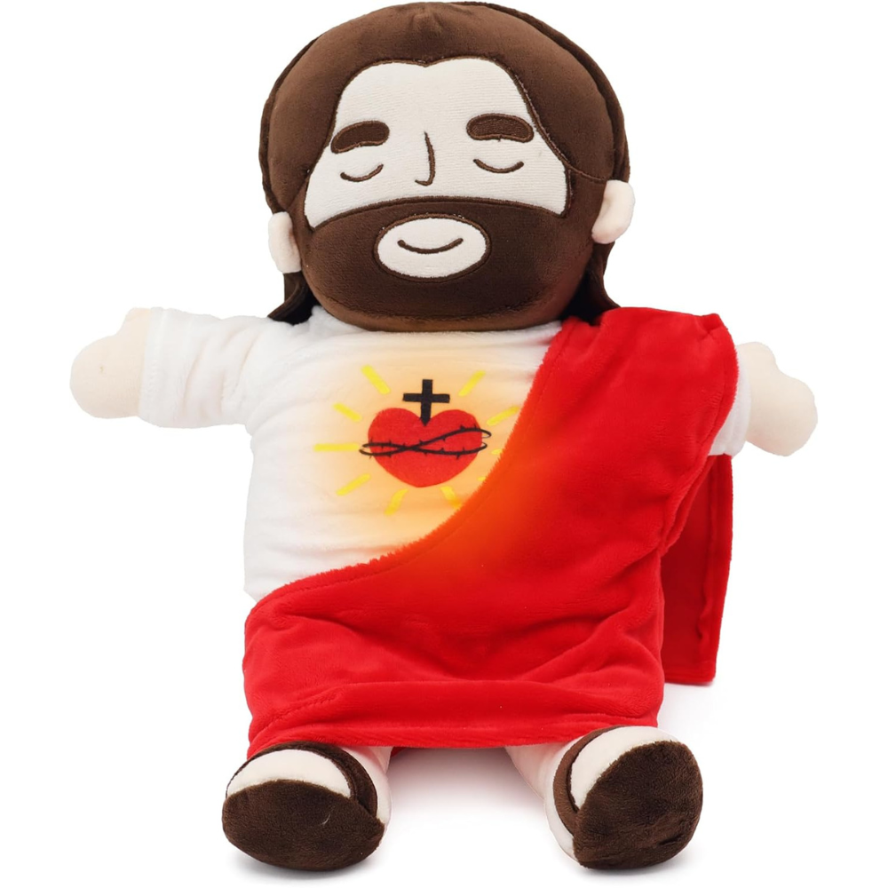 Belro Breathing Jesus soothing plushie for sleep aid, soft fabric with calming design, ideal for comfortable sleep and relaxation.