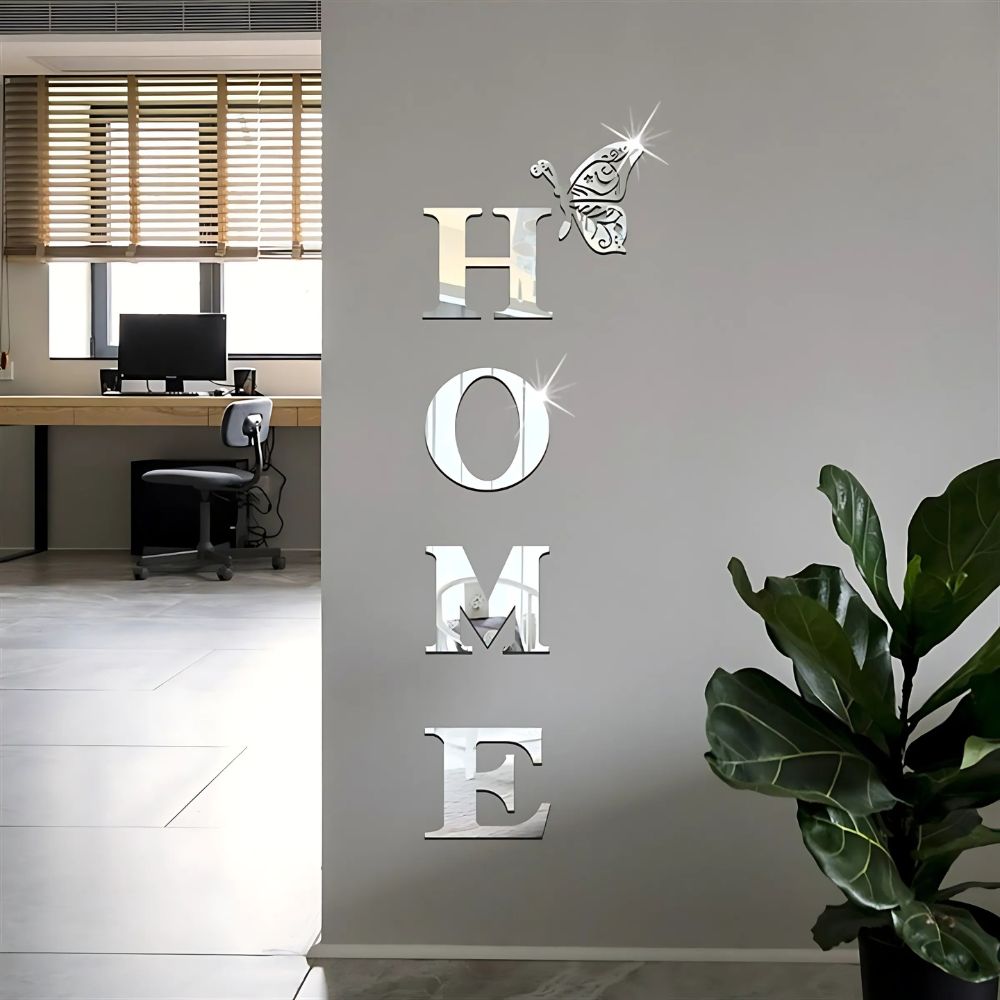 Belro 3D mirror wall sticker for home entrance decor, featuring a modern, reflective design suitable for stylish interior accents