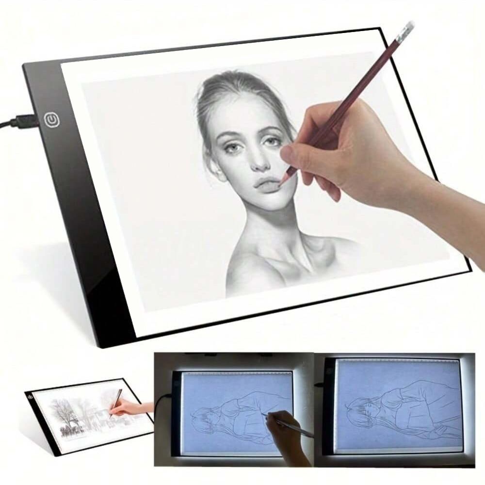 Belro ultra-thin LED drawing tablet for tracing and sketching, shown with the device turned on and displaying a sketch.
