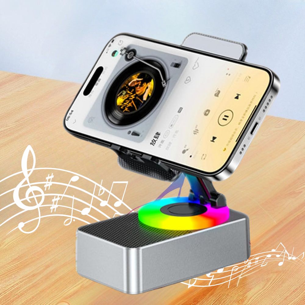 Belro 4-in-1 phone stand with Bluetooth speaker, adjustable holder and built-in audio, perfect for hands-free use and entertainment.