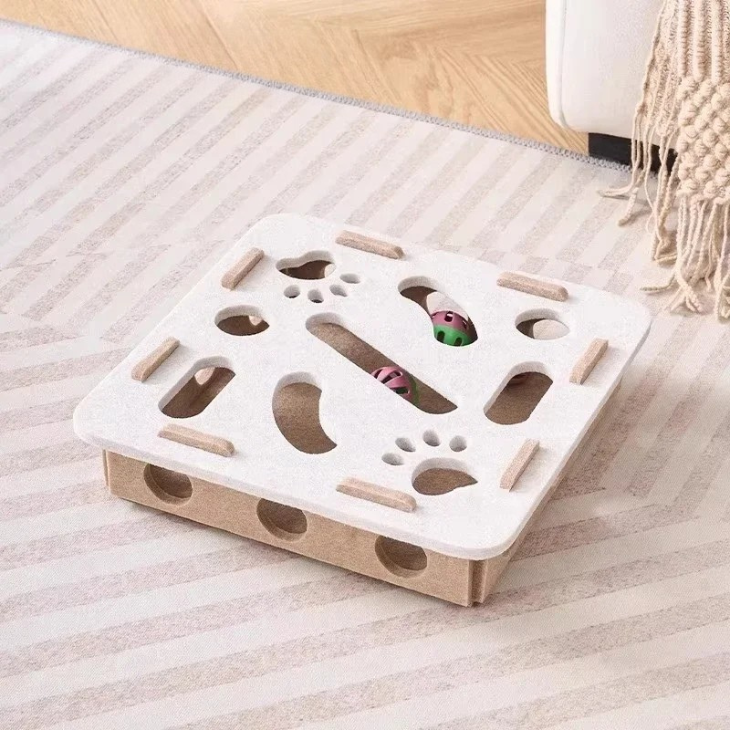 Belro felt interactive cat puzzle toy box, soft and engaging pet toy for cats to stimulate play and mental activity.