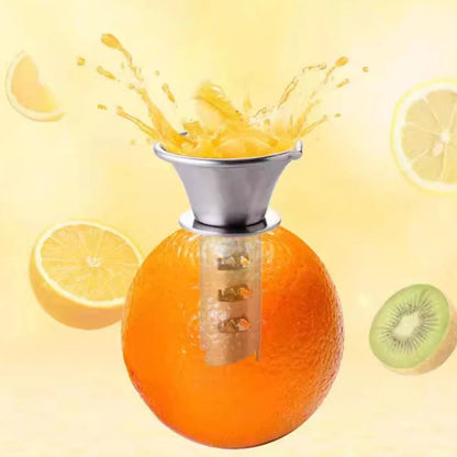 Belro stainless steel manual lemon juicer with ergonomic handle and strainer for efficient citrus juice extraction.