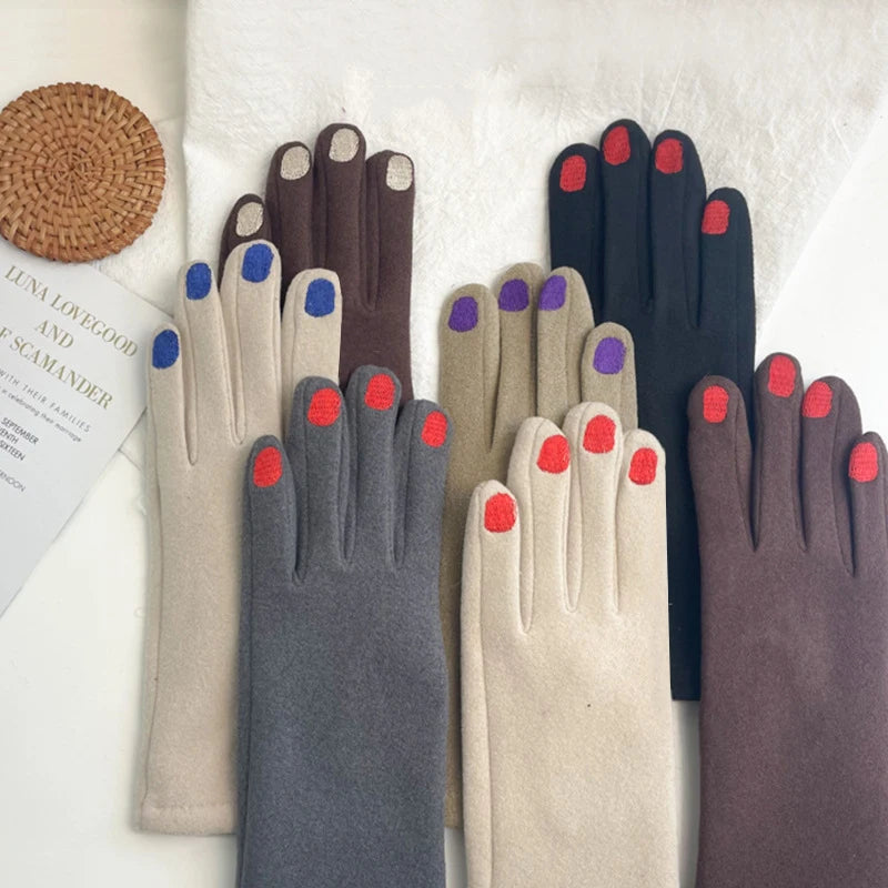 Belro touch screen winter gloves featuring a stylish nail polish design, made for cold weather and easy device use.