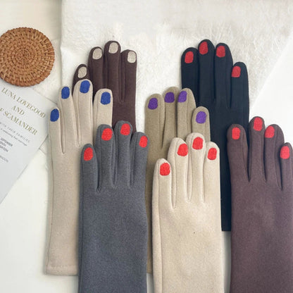 Belro touch screen winter gloves featuring a stylish nail polish design, made for cold weather and easy device use.