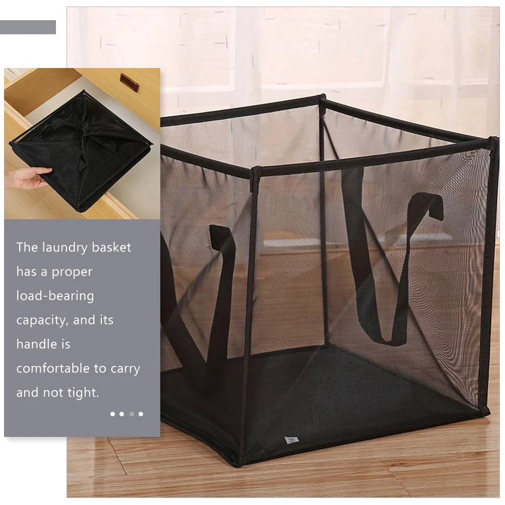 Belro foldable mesh laundry hamper with handles, lightweight and breathable storage basket for home organization and laundry sorting.