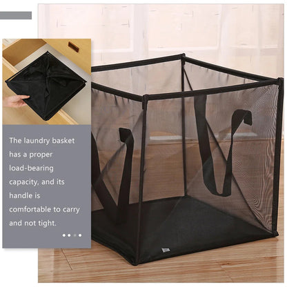 Belro foldable mesh laundry hamper with handles, lightweight and breathable storage basket for home organization and laundry sorting.