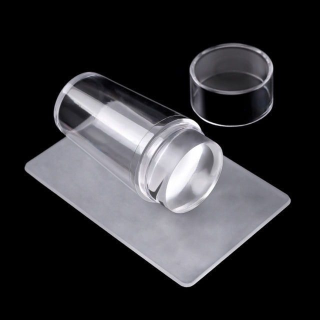 Transparent silicone nail stamper with scraper for detailed nail polish application, by Belro in the beauty and nail care category.
