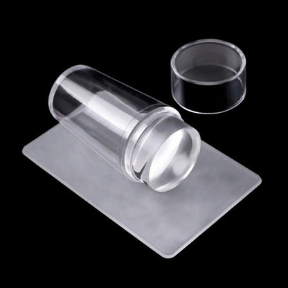 Transparent silicone nail stamper with scraper for detailed nail polish application, by Belro in the beauty and nail care category.