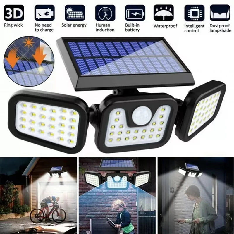 Belro outdoor motion sensor solar light mounted on a wall, illuminating a garden pathway at night in a home and garden setting.
