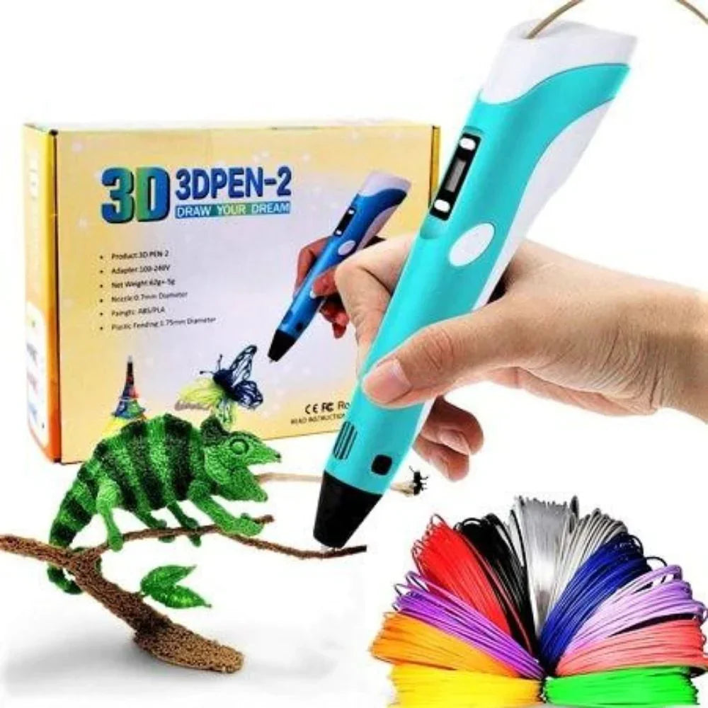 Belro 3D printing pen for kids with PLA filament starter kit, showcasing the electronic pen with filament loaded and ready for use.