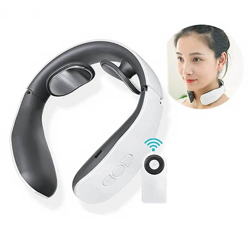 Belro electric shock pulse neck and shoulder kneading massager with adjustable straps and control buttons.