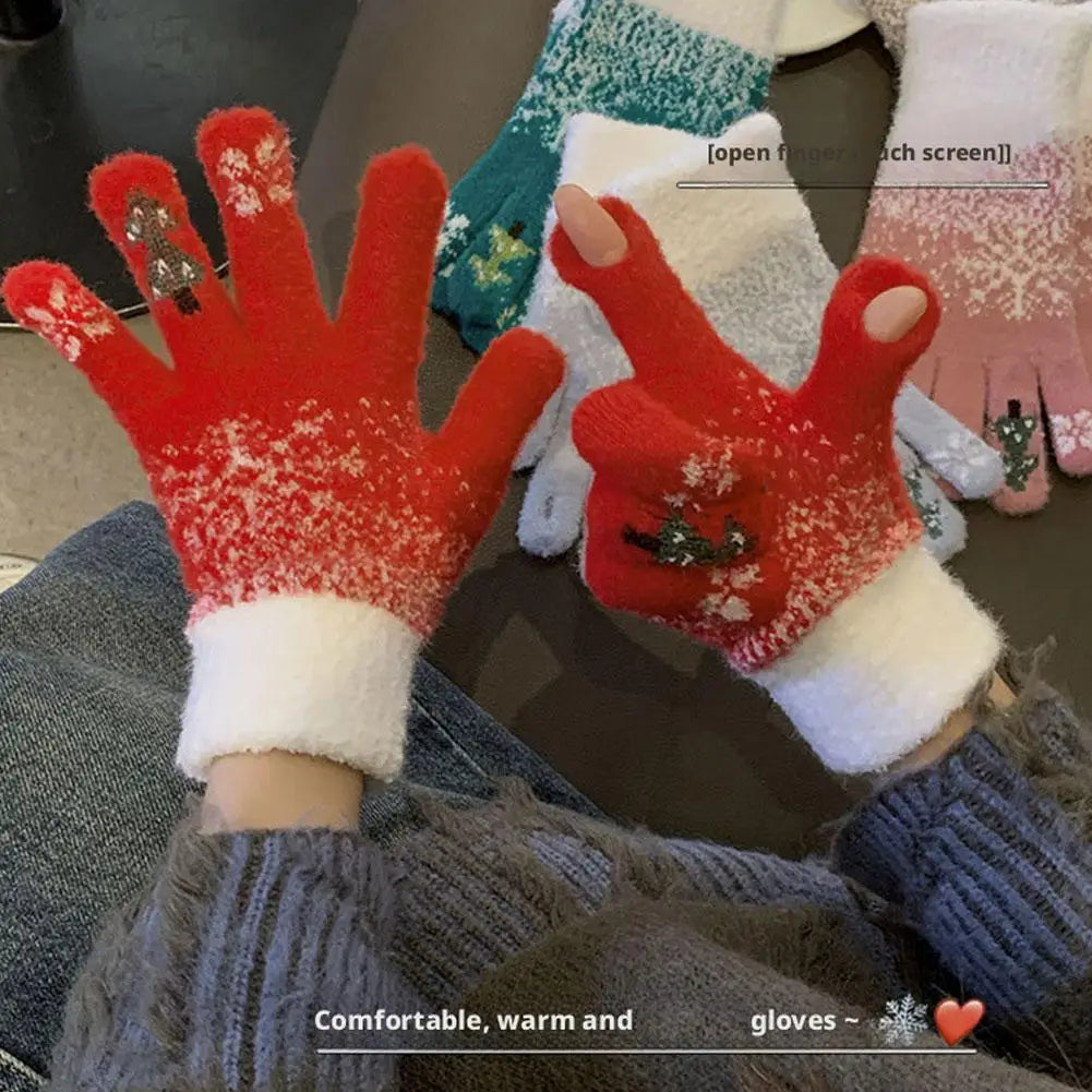 Belro festive fleece-lined knit fingerless gloves, cozy winter accessories with textured knit pattern and ribbed cuffs.