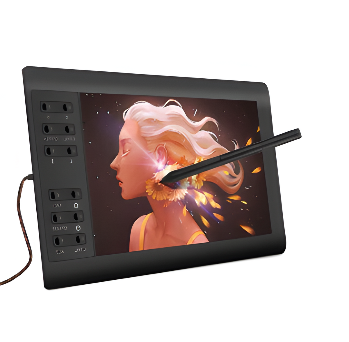 Belro graphic tablet drawing pad with digital pen for digital art and design, featuring a sleek electronic tablet interface.